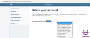 دیلیت کردن اکانت اینستاگرام از طریق کامپیوتر