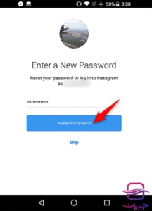 وارد کردن پسورد جدید برای بازیابی رمز عبور اینستاگرام از طریق ایمیل