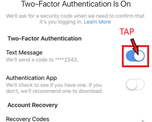 فعال سازی رمز دو مرحله ای اینستاگرام