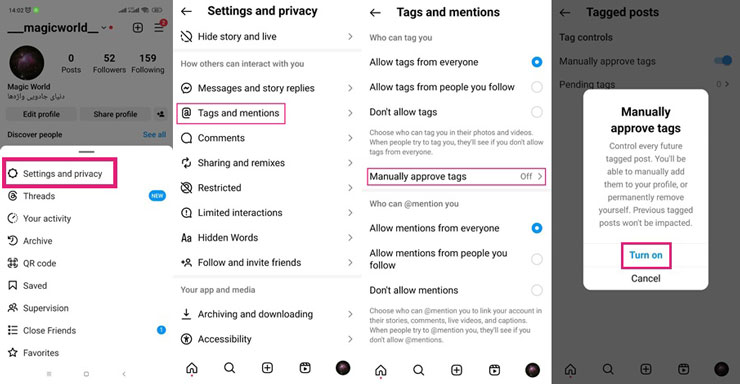 نحوه در حالت دستی قرار دادن تگ‌ها در اینستاگرام