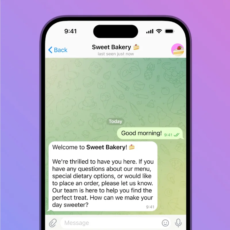 پیام‌های خوش‌آمدگویی (Welcome Messages) از قابلیت های تلگرام بیزینس